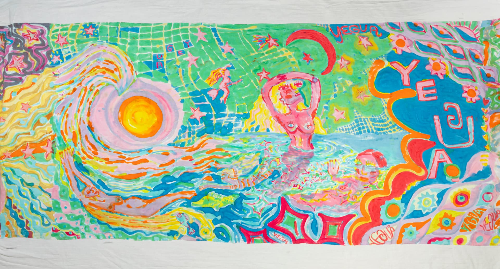 Hand-painted silk yardage by Florencia Montefalcone